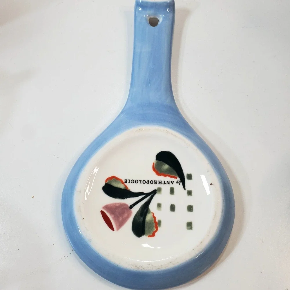 ANTHROPOLOGIE Tivoli Monogram Ceramic Spoon Rest Letter H Floral Garden